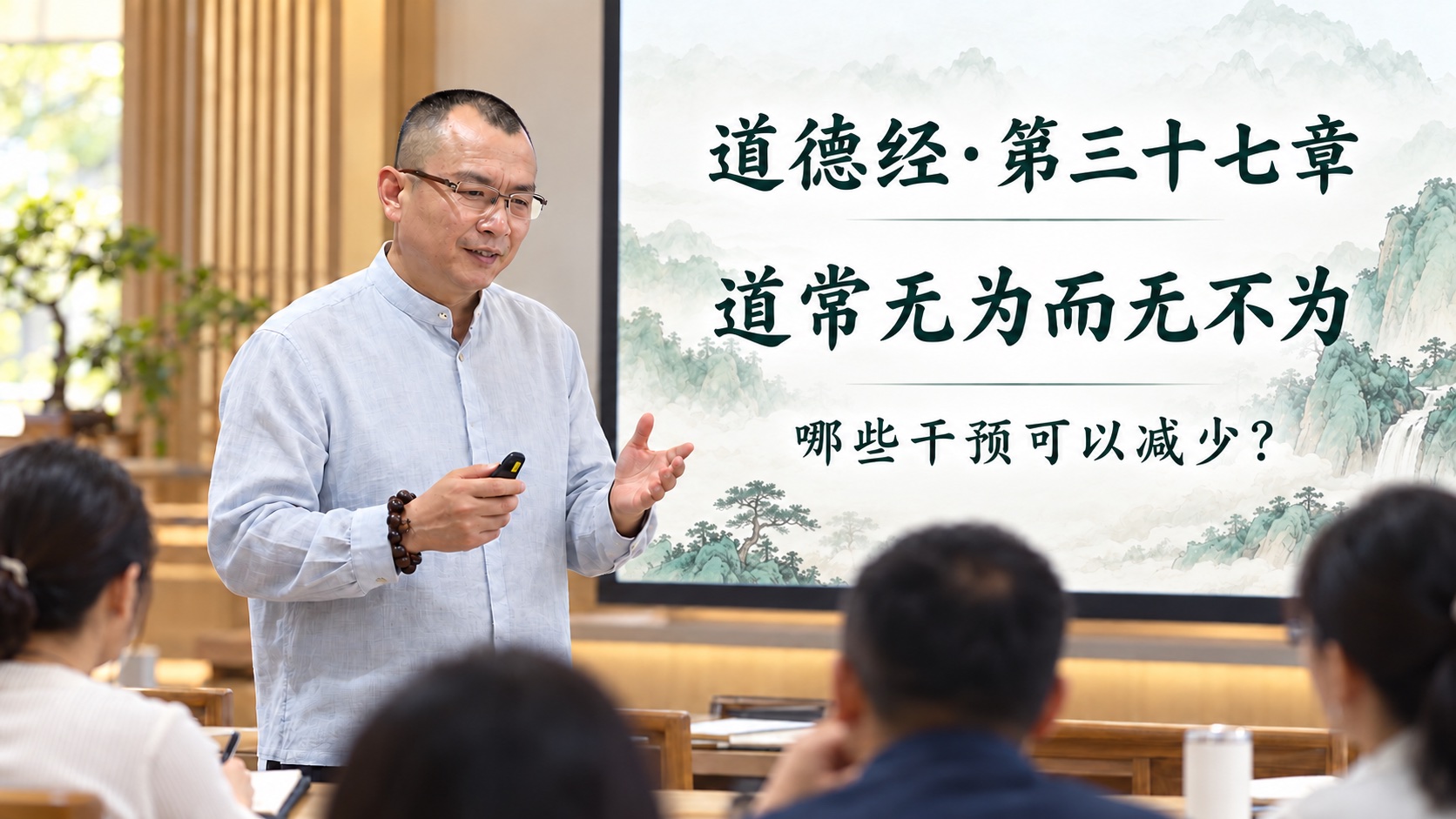 道德经第三十七章精讲的秋水老师AI场景